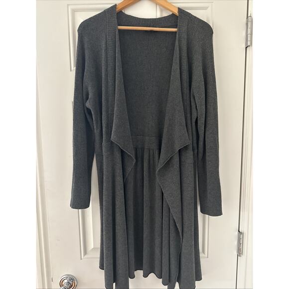 Eileen Fisher Sweater Large Cardigan Open Front Gray Lagenlook Duster Capsule L - Picture 1 of 8